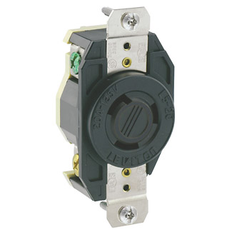 Product image for 20 Amp, 125 Volt, Flush Mount Locking Receptacle, Industrial Grade
