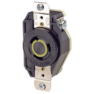 Product image for 20 Amp, 125 Volt, Flush Mount Locking Receptacle, Industrial Grade