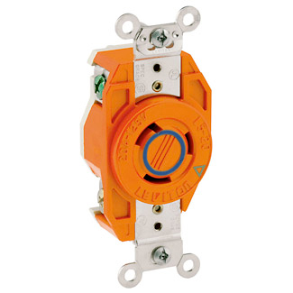Product image for 20 Amp, 250 Volt, Flush Mount Locking Receptacle, Industrial Grade