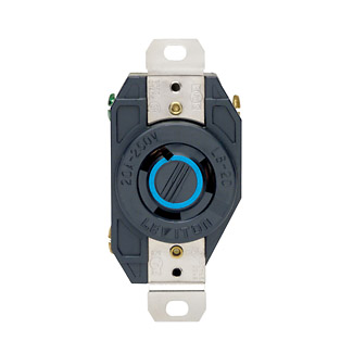 Product image for 20 Amp, 250 Volt, Flush Mount Locking Receptacle, Industrial Grade