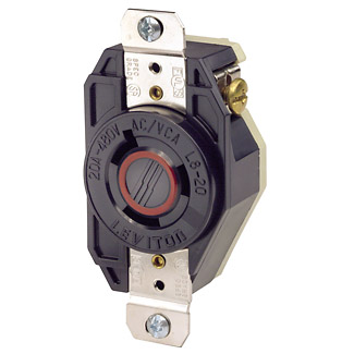 Product image for 20 Amp, 480 Volt, Flush Mount Locking Receptacle, Industrial Grade
