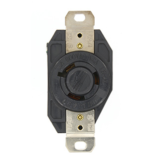 Product image for 20 Amp, 600 Volt, Flush Mount Locking Receptacle, Industrial Grade