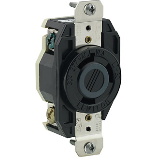 Product image for 30 Amp, 277 Volt, Flush Mount Locking Receptacle, Industrial Grade