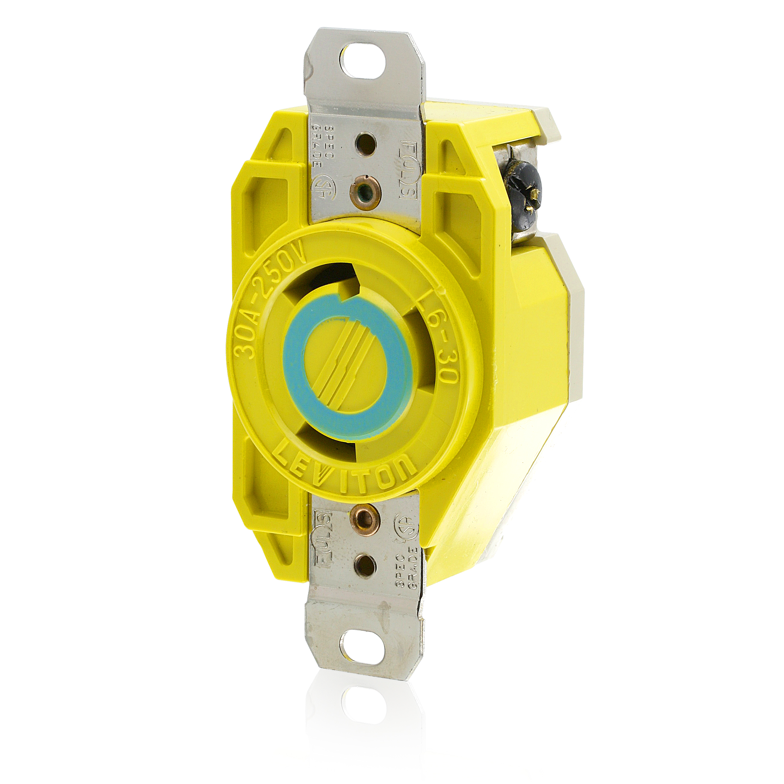 Product image for 30 Amp, 250 Volt, Flush Mount Locking Receptacle, Industrial Grade