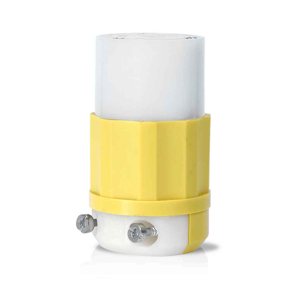 Product image for Locking Connector, 15 Amp, 250 Volt, Industrial Grade, Yellow & White