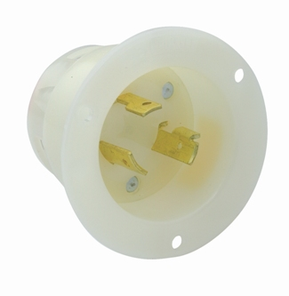 Product image for 15 Amp, 250 Volt, Flanged Inlet Locking Receptacle, Industrial Grade