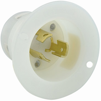 Product image for 15 Amp, 125 Volt, Flanged Inlet Locking Receptacle, Industrial Grade