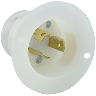 Product image for 15 Amp, 277 Volt, Flanged Inlet Locking Receptacle, Industrial Grade