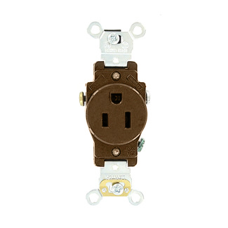 Product image for 15 Amp Single Receptacle/Outlet, Industrial Grade, Self-Grounding