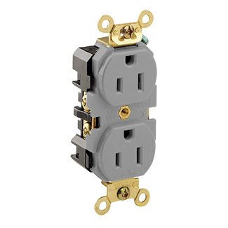 Product image for 15 Amp Duplex Receptacle/Outlet, Industrial Grade, Self-Grounding