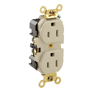 Product image for 15 Amp Duplex Receptacle/Outlet, Industrial Grade, Self-Grounding