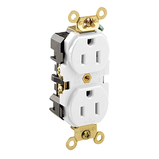 Product image for 15 Amp Duplex Receptacle/Outlet, Industrial Grade, Self-Grounding