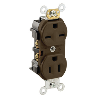 Product image for 15 Amp Duplex Receptacle/Outlet, Industrial Grade, Dual Voltage, Self-Grounding