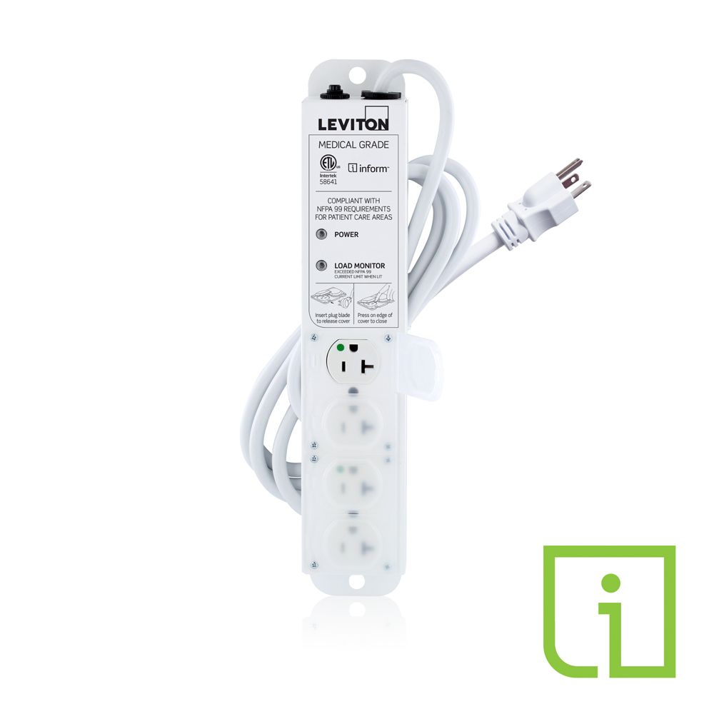 Product image for 20 Amp Medical Grade Power Strip with Load Monitoring Inform™ Technology, 4-Outlet, 7’ Cord