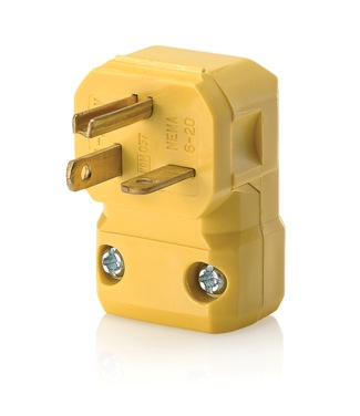 Product image for 20 Amp, 250 Volt, Straight Blade Plug, Industrial Grade