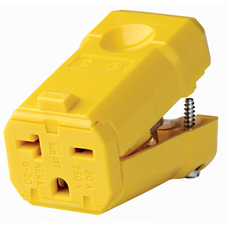 Product image for 20 Amp, 250 Volt, Straight Blade Connector, Industrial Grade