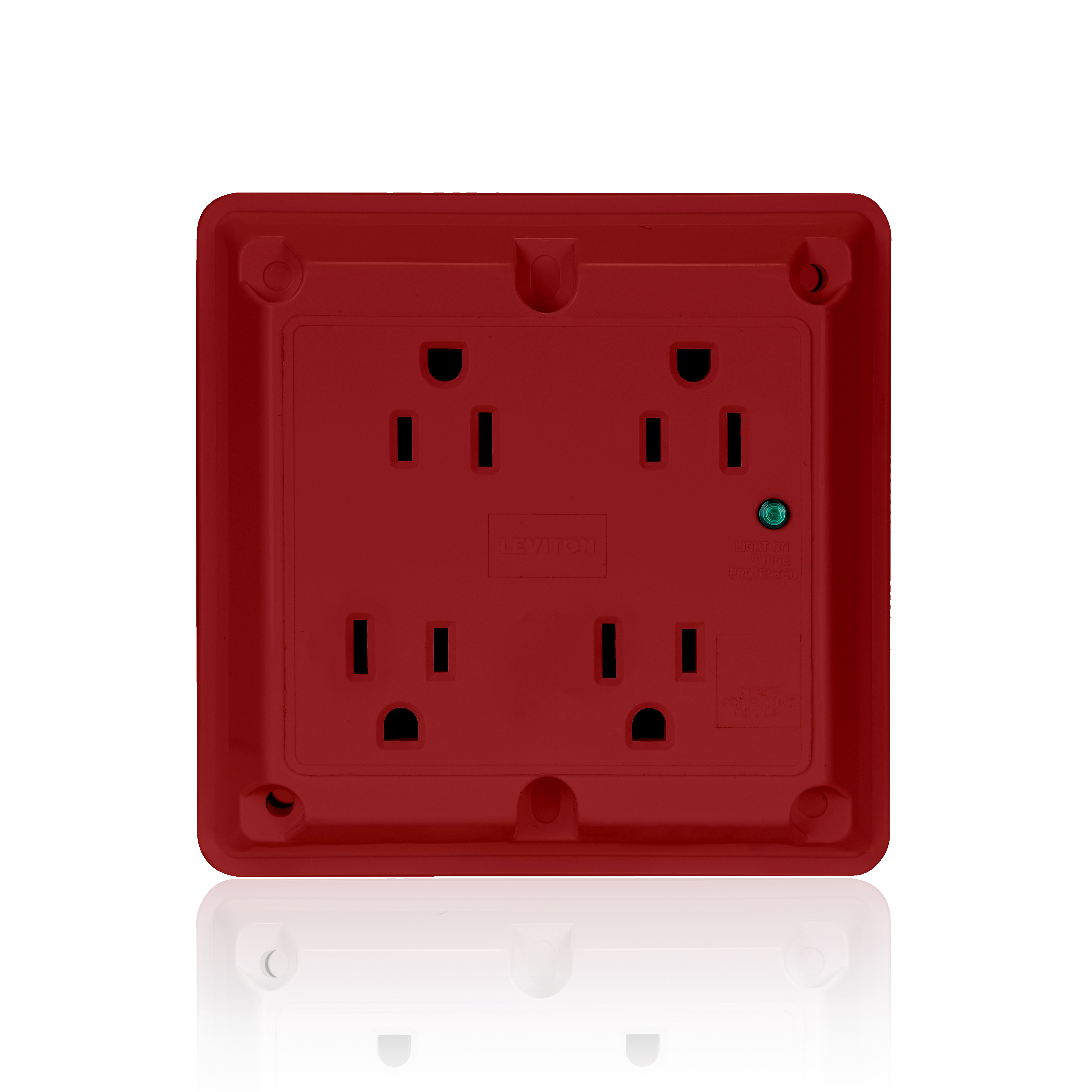 Product image for 15 Amp, 125 Volt, Surge Protected Quadruplex Receptacle, Industrial Grade