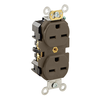 Product image for 15 Amp Duplex Receptacle/Outlet, Industrial Grade, Self-Grounding