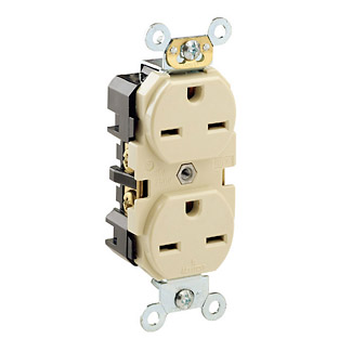 Product image for 15 Amp Duplex Receptacle/Outlet, Industrial Grade, Self-Grounding