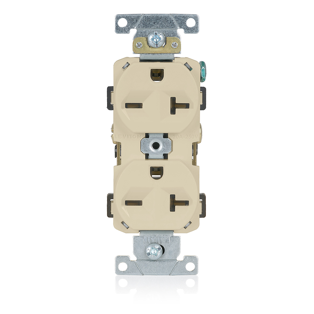 Product image for 20 Amp Duplex Receptacle/Outlet, Commercial Grade, Self-Grounding