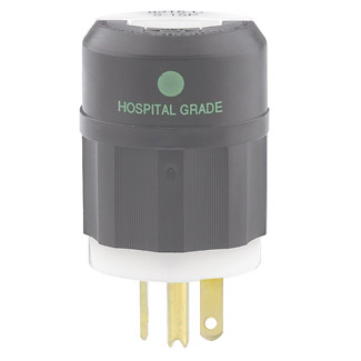 Product image for 20 Amp, 125 Volt, Straight Blade Plug, Hospital Grade