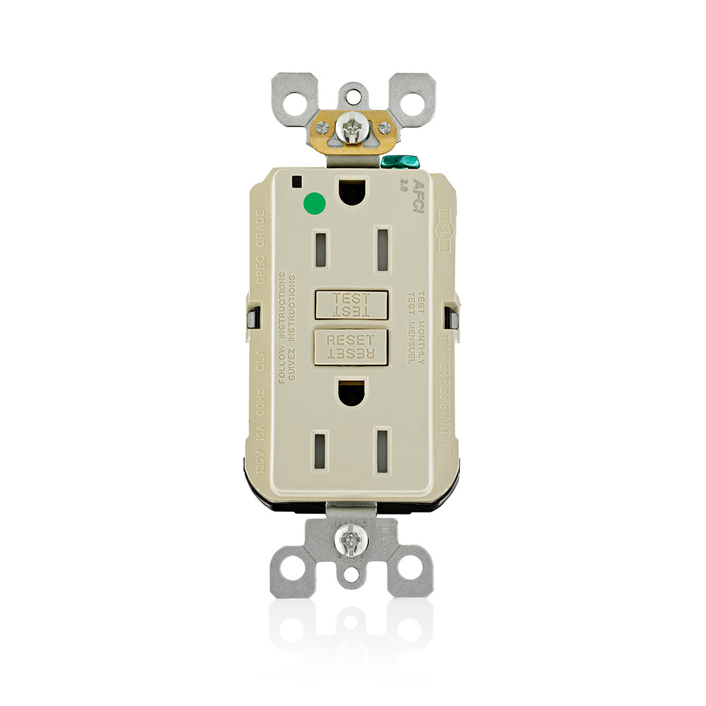 Product image for 15 Amp SmartlockPro® AFCI Receptacle/Outlet, Hospital Grade, Tamper-Resistant