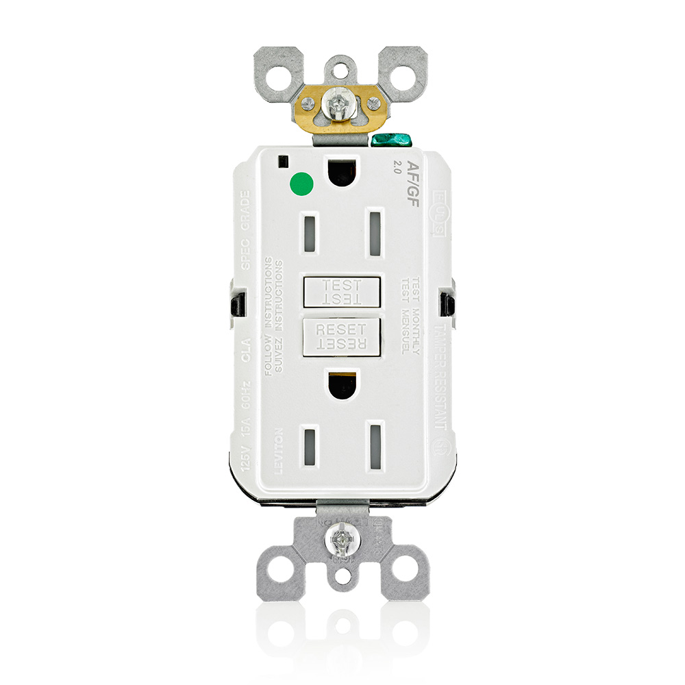 Product image for 15 Amp SmartlockPro® AFCI/GFCI Receptacle/Outlet, Hospital Grade, Tamper-Resistant