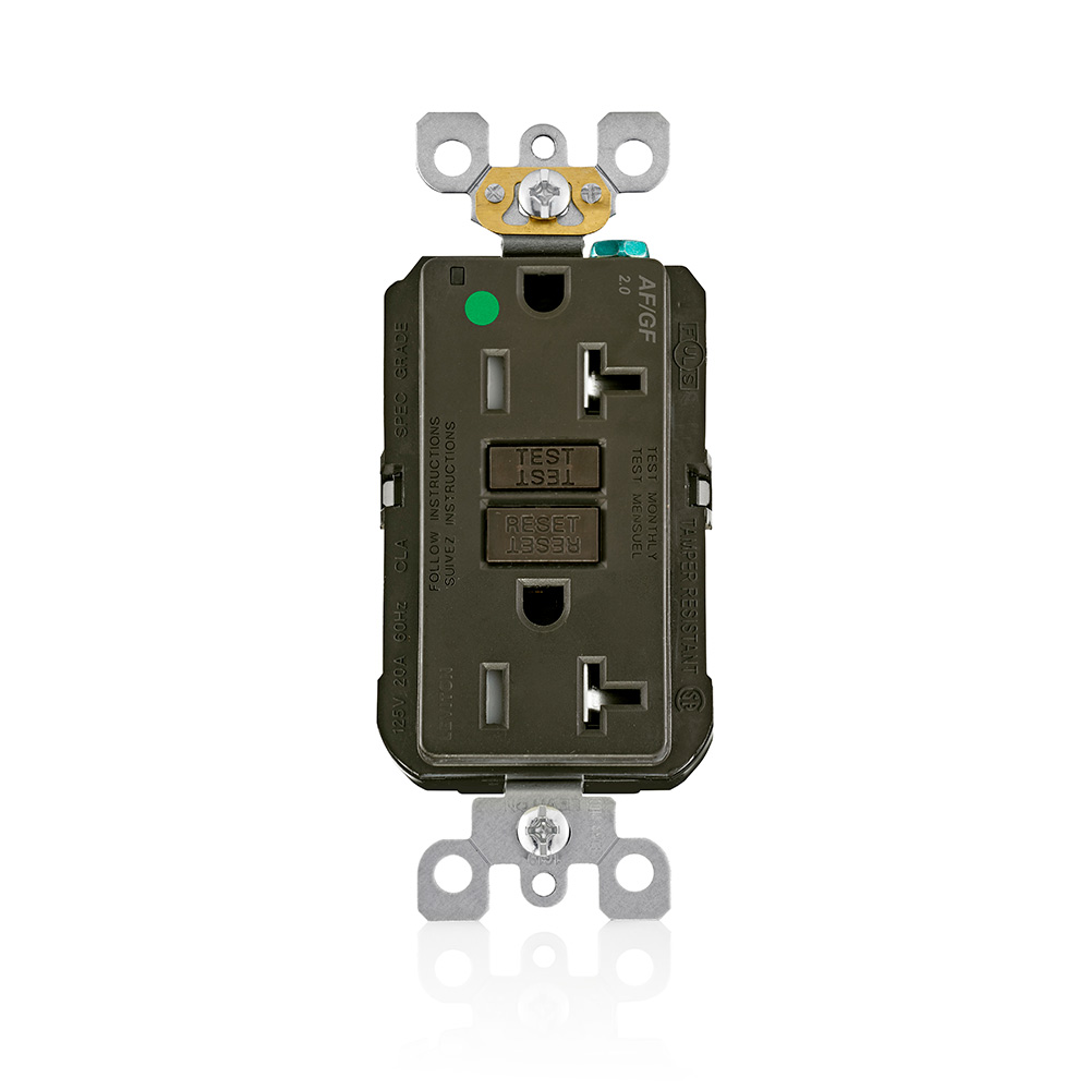 Product image for 20 Amp SmartlockPro® AFCI/GFCI Receptacle/Outlet, Hospital Grade, Tamper-Resistant