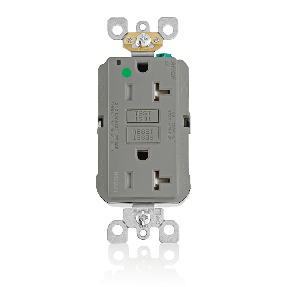 Product image for 20 Amp SmartlockPro® AFCI/GFCI Receptacle/Outlet, Hospital Grade, Tamper-Resistant