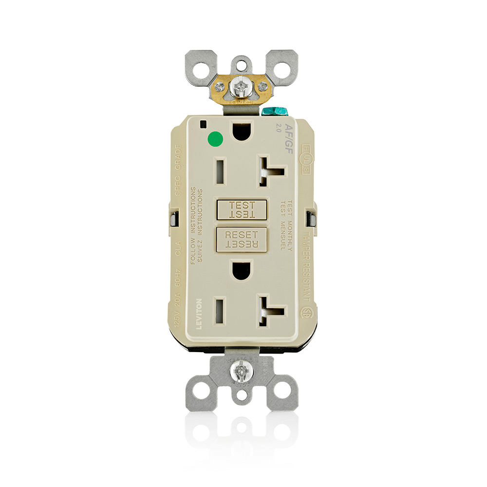 Product image for 20 Amp SmartlockPro® AFCI/GFCI Receptacle/Outlet, Hospital Grade, Tamper-Resistant