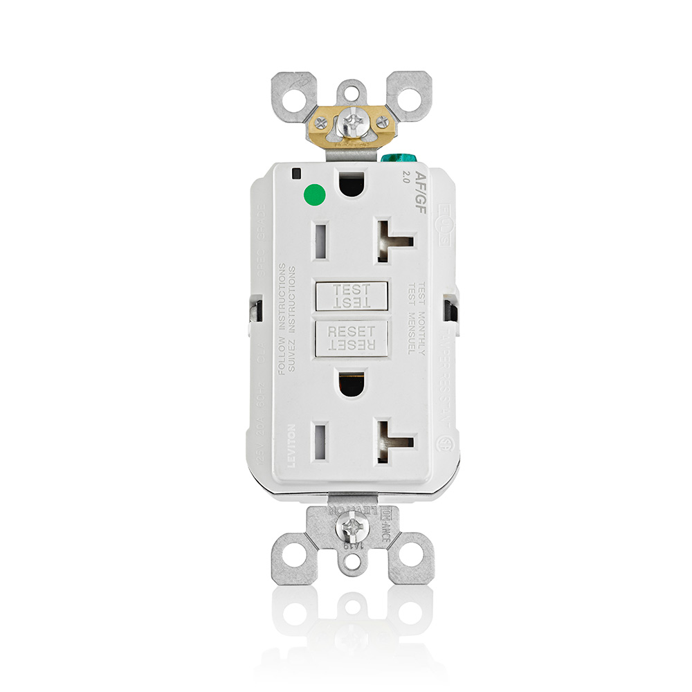 Product image for 20 Amp SmartlockPro® AFCI/GFCI Receptacle/Outlet, Hospital Grade, Tamper-Resistant