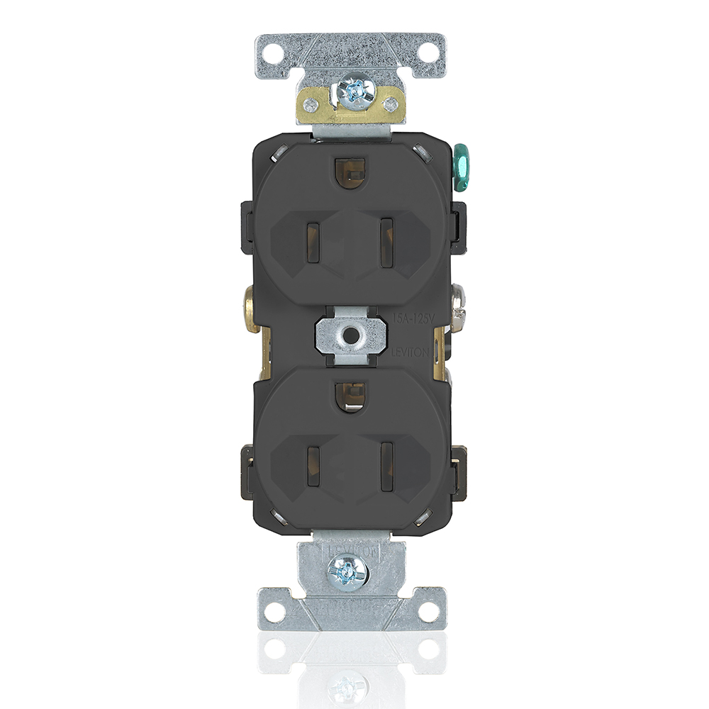 Product image for 15 Amp Duplex Receptacle/Outlet, Commercial Grade, Self-Grounding