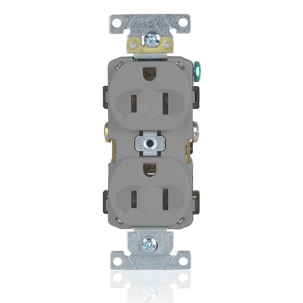 Product image for 15 Amp Duplex Receptacle/Outlet, Commercial Grade, Self-Grounding