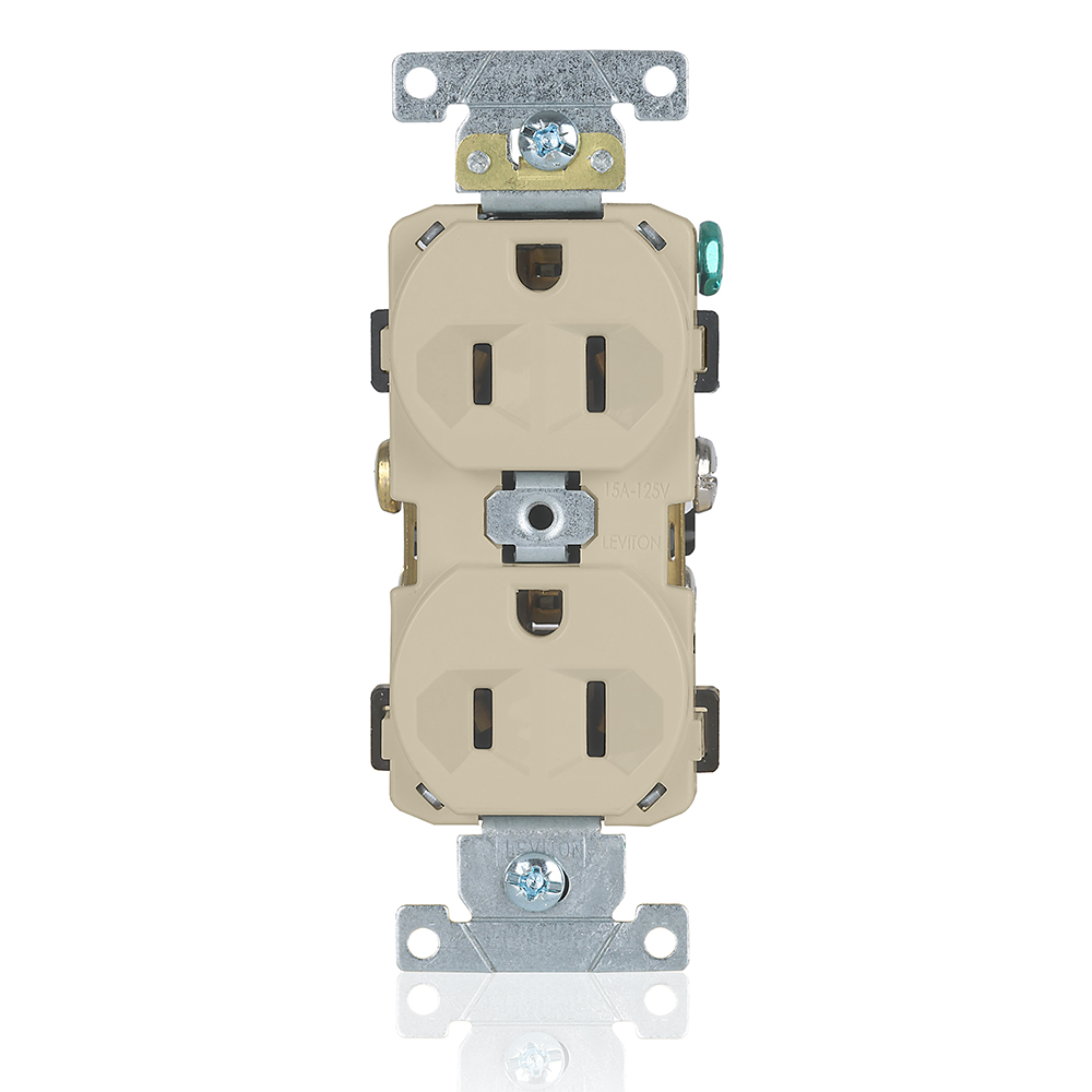 Product image for 15 Amp Duplex Receptacle/Outlet, Commercial Grade, Self-Grounding