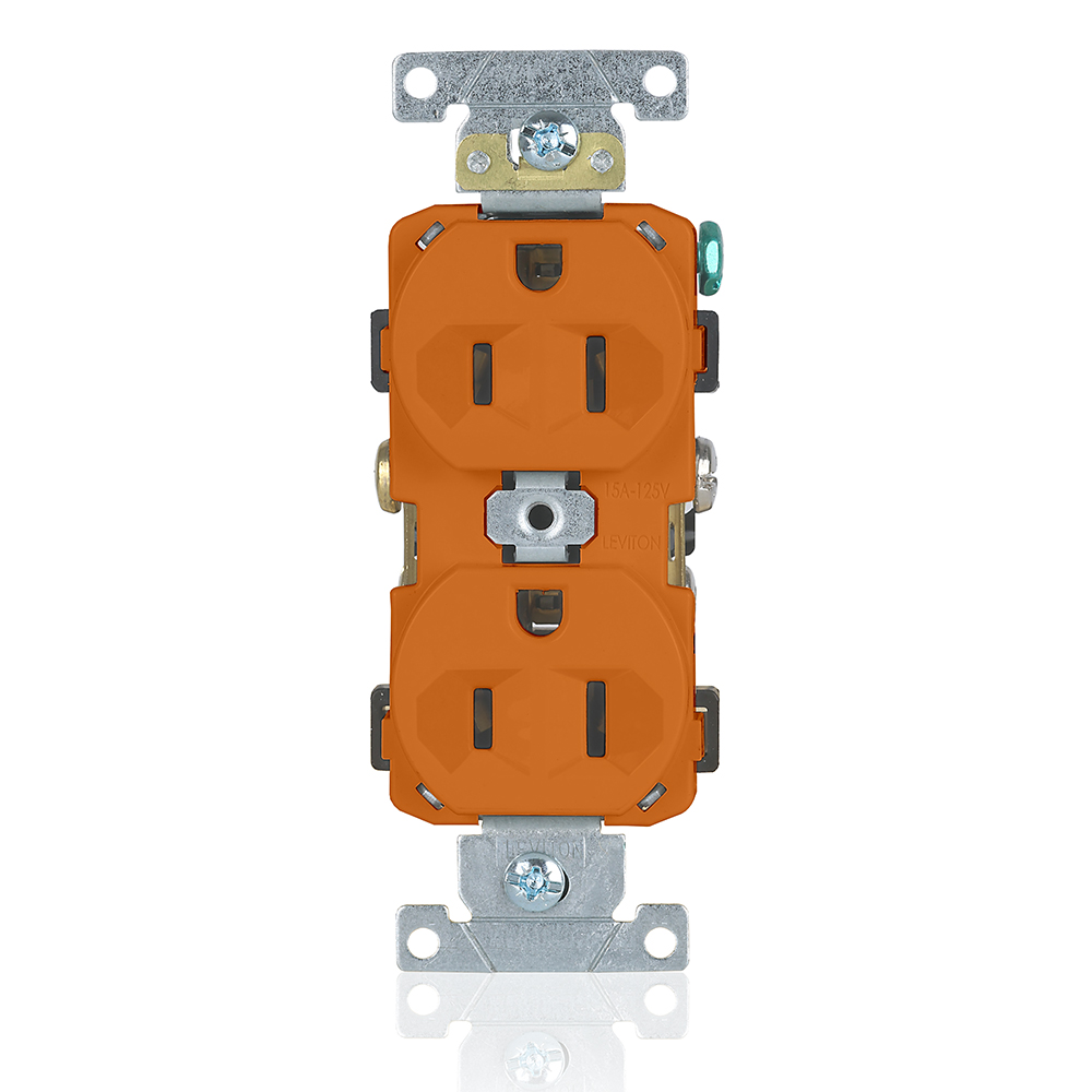 Product image for 15 Amp Duplex Receptacle/Outlet, Commercial Grade, Self-Grounding