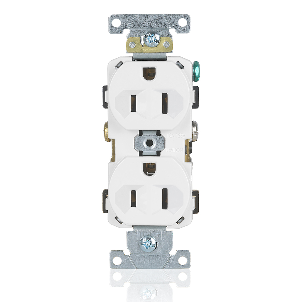 Product image for 15 Amp Duplex Receptacle/Outlet, Commercial Grade, Self-Grounding