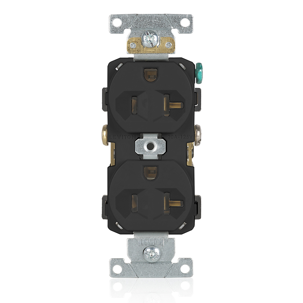 Product image for 20 Amp Duplex Receptacle/Outlet, Commercial Grade, Self-Grounding