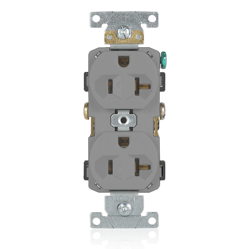 Product image for 20 Amp Duplex Receptacle/Outlet, Commercial Grade, Self-Grounding