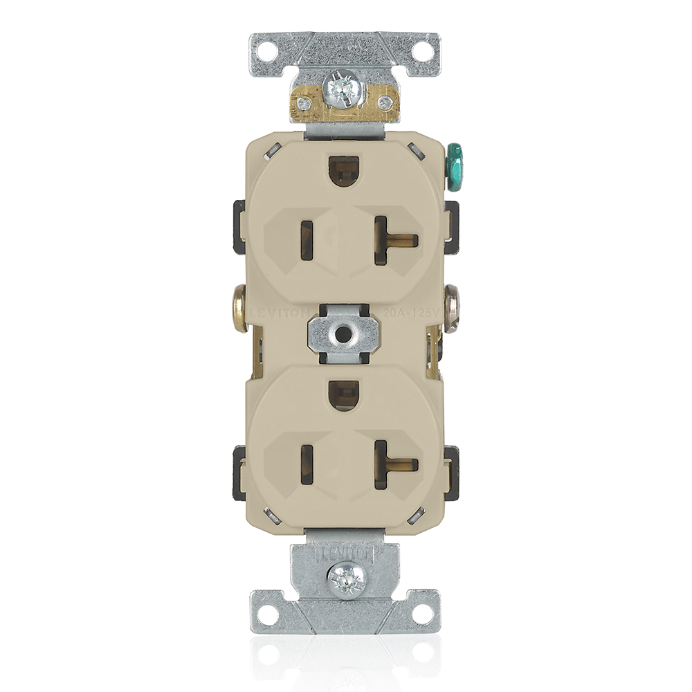 Product image for 20 Amp Duplex Receptacle/Outlet, Commercial Grade, Self-Grounding