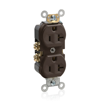 Product image for 20 Amp Narrow Body Duplex Receptacle/Outlet, Commercial Grade, Self-Grounding