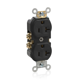 Product image for 20 Amp Narrow Body Duplex Receptacle/Outlet, Commercial Grade, Self-Grounding