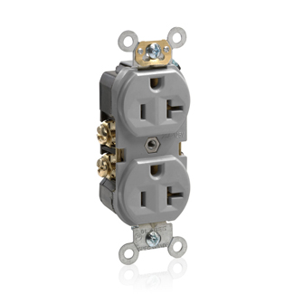 Product image for 20 Amp Narrow Body Duplex Receptacle/Outlet, Commercial Grade, Self-Grounding