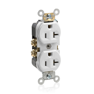 Product image for 20 Amp Narrow Body Duplex Receptacle/Outlet, Commercial Grade, Self-Grounding