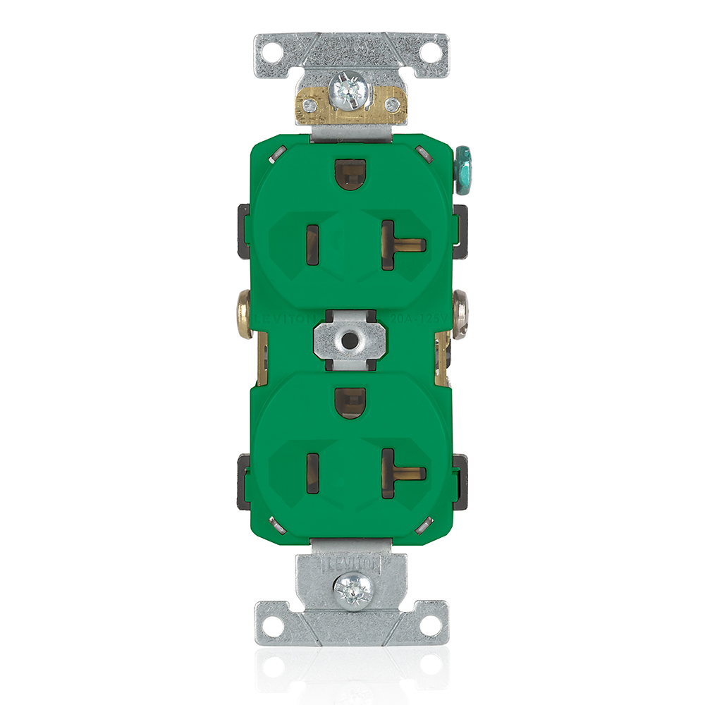 Product image for 20 Amp Duplex Receptacle/Outlet, Commercial Grade, Self-Grounding