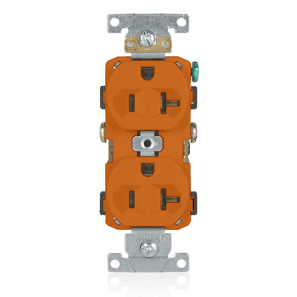 Product image for 20 Amp Duplex Receptacle/Outlet, Commercial Grade, Self-Grounding