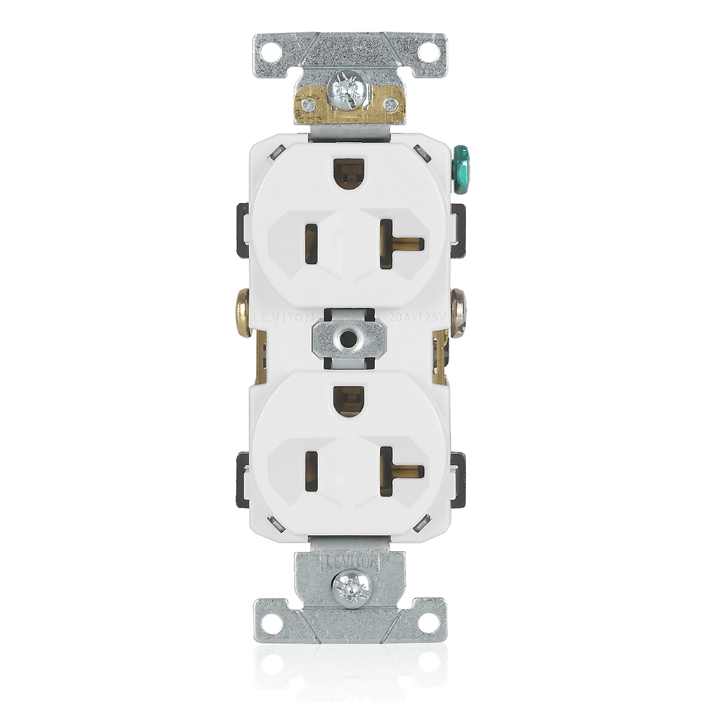 Product image for 20 Amp Duplex Receptacle/Outlet, Commercial Grade, Self-Grounding