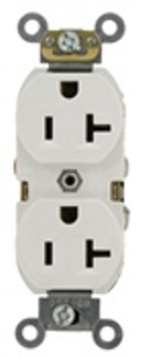 Product image for 20 Amp Narrow Body Duplex Receptacle/Outlet, Commercial Grade, Self-Grounding