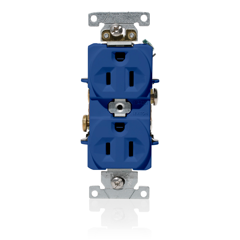 Product image for 15 Amp Duplex Receptacle/Outlet, Industrial Grade, Self-Grounding