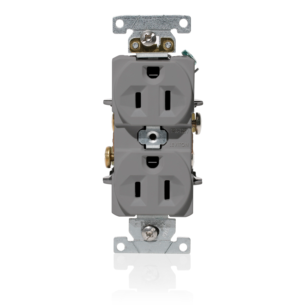 Product image for 15 Amp Duplex Receptacle/Outlet, Industrial Grade, Self-Grounding