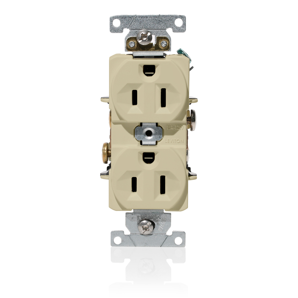 Product image for 15 Amp Duplex Receptacle/Outlet, Industrial Grade, Self-Grounding